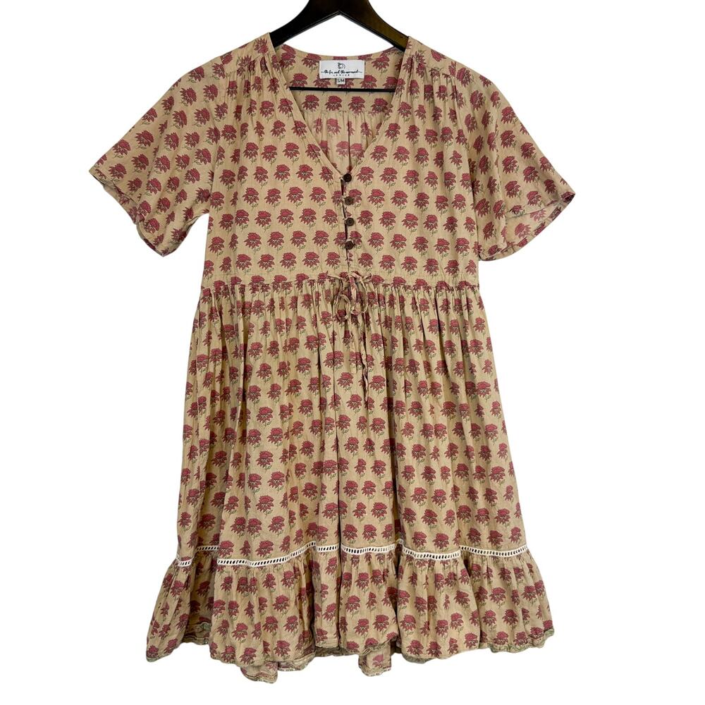 The Fox and The Mermaid Maile A-Line Mini Dress Floral Brown Red - S/M